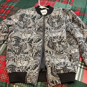 Zara Monochrome Animal Print Bomber Jacket